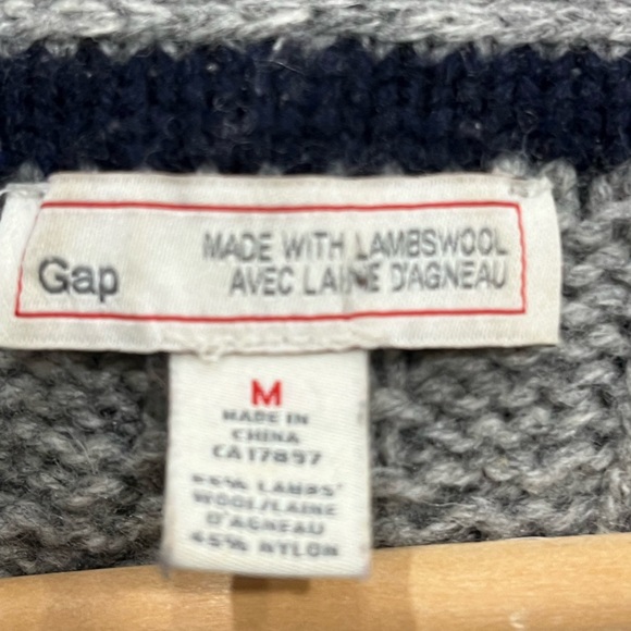 Gap Cable Knit Shawl Cardigan Sweater Lambswool Blend in Grey size M - Picture 10 of 12